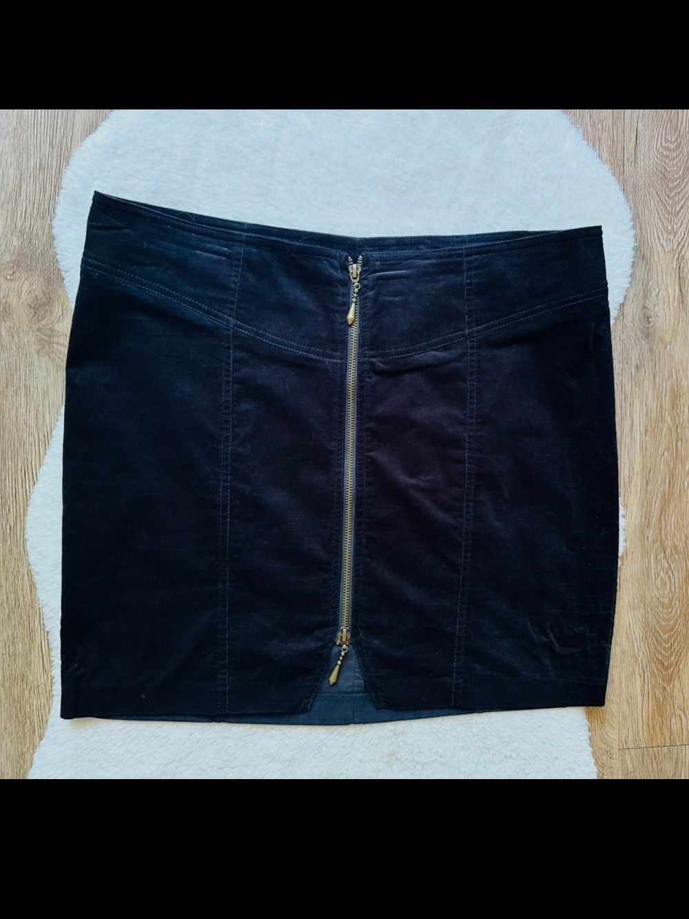 Bisou Bisou Cordouroy Black Zipper Women’s Skirt Size 14